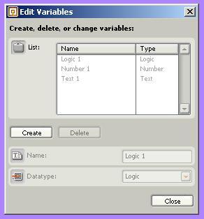 Menu Variables de LEGO Mindstorm NXT