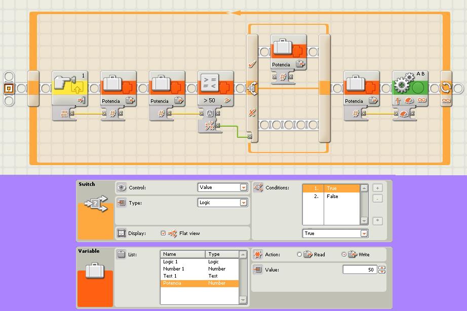 Programa Variable de LEGO Mindstorm NXT