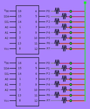 Esquema 16 I/O a un Puerto de LEGO MINDSTORM NXT