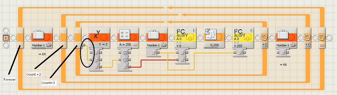 Programa sensor digital I2C 16 LEDs LEGO MINDSTORM NXT