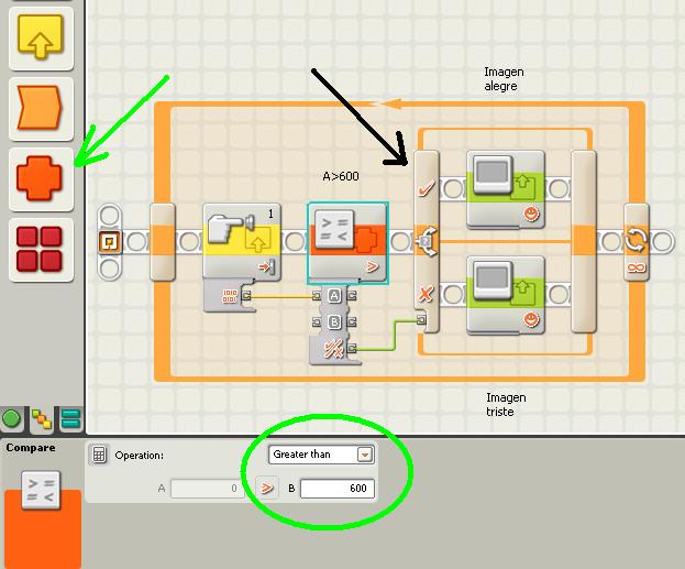 Programa inclinometro icono compare LEGO Mindstorm NXT