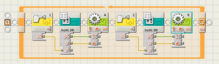 Programa 2 potenciometros joystic 2 ejes LEGO Mindstorm NXT