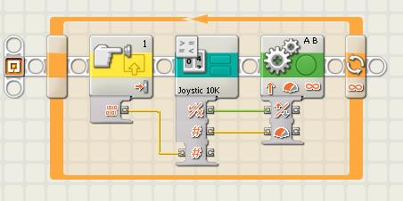 Programa 2 my block potenciometro acelerador joystic un eje LEGO Mindstorm NXT