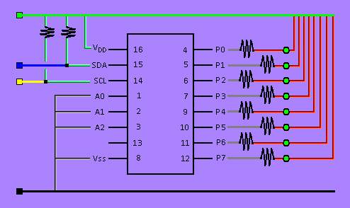 Esquema conectar 8 LEDs digital I2C a LEGO Mindstorm NXT