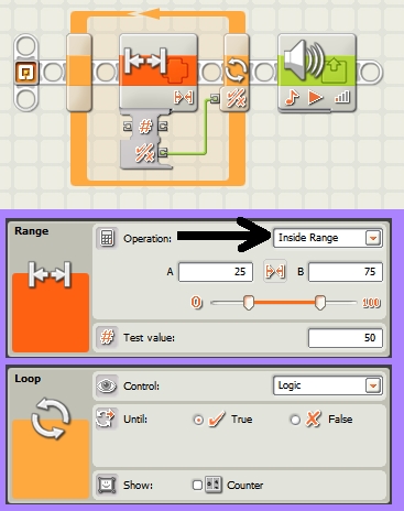 Ejemplos del Icono Range de LEGO Mindstorm NXT